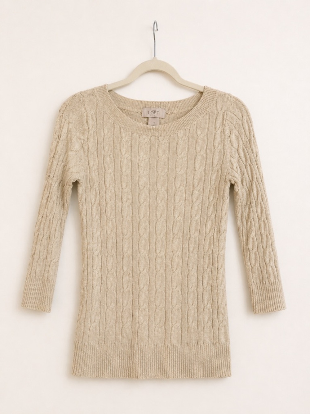 LOFT Cream Cable Knit Sweater – Size XS